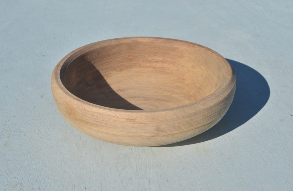 pole lathe turned wooden bowl